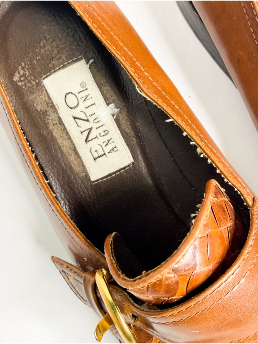 Vintage Enzo Angiolini Tan Woven Leather Loafers 10 - Picture 2 of 9